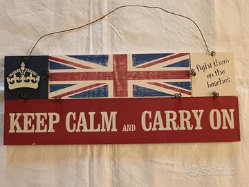 Targa Inglese  in Legno Keep Calm-Carry On