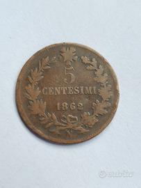 5 Centesimi 1862 Napoli VITTORIO EMANUELE II
