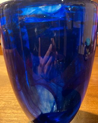 Vaso Kosta Boda blu cobaldo h 20 cm, design svedes