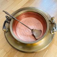 Braciere antico scaldino in rame ottone