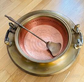 Braciere antico scaldino in rame ottone