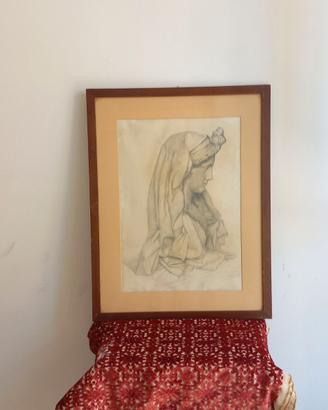 Quadro a carboncino di M. Romano 1950
