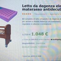 LETTO DA DEGENZA ELETTRICO CON MATERASSO ANTIDECUB