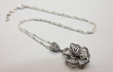 Splendido collier Vintage argento pietre CZ