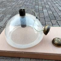 Lampadario vintage in vetro e ottone - anni 80