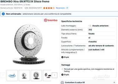 Freni VW - BREMBO Xtra 09.9772.1X e Prime P 85 126