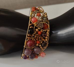 bracciale fascia con pietre agata ,cristalli