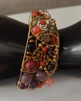 bracciale fascia con pietre agata ,cristalli