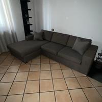 Divano letto angolare in tessuto grigio