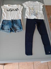 pacco magliette, jeans e leggings 8 anni bimba