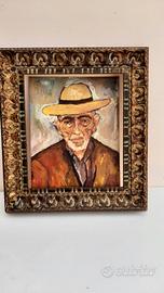 Quadro olio vintage con cornice