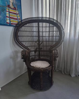 Set Vintage Anni '70: Poltrona Pavone  + 4 sedie 

