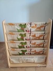 Porta libri per bambini in legno – 5 scomparti