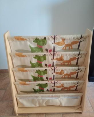 Porta libri per bambini in legno – 5 scomparti