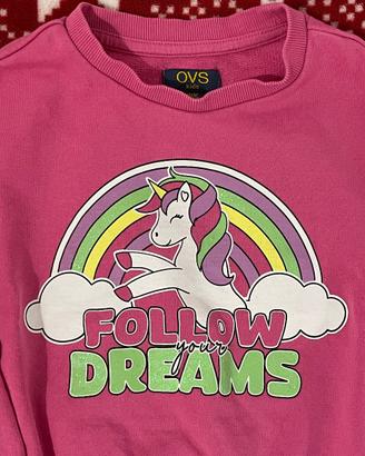 Felpa Unicorno Follow your Dreams