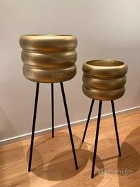 Set di vasi per piante metallo dorato