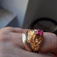 Anello uomo oro giallo 18k rubino naturale 