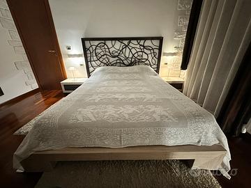 Copriletto a filet di cotone bianco