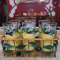 Set 6 Bicchieri con Cestino Decorato Olive