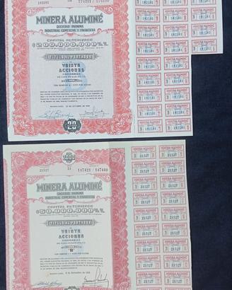 Argentina 2 certificati azionari storici 1958 1960