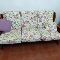 Divano + due poltrone legno 