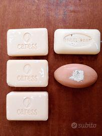 5 Saponette fine anni 50:Caress,Toilet Soap& Roxan