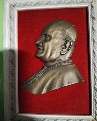 quadro con bronzo papa Giovanni XXIII 