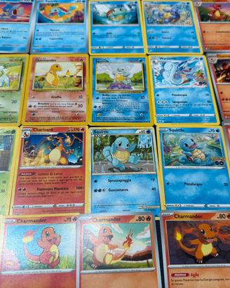 Lotto carte pokemon charmander squirtle bulbasaur