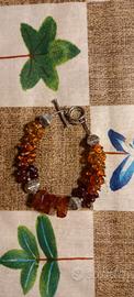 Bracciale artigianale In Ambra Baltica e Argento 