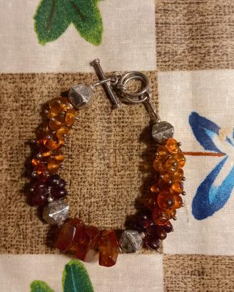 Bracciale artigianale In Ambra Baltica e Argento 