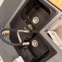 lavandino lavello cucina angolare resina nero