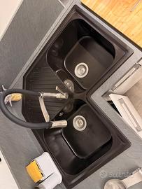 lavandino lavello cucina angolare resina nero