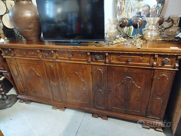 Credenza in legno di noce 4 ante con cassetti