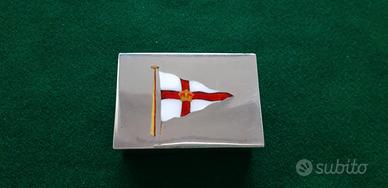 Porta scatola fiammiferi inglese argento e smalto