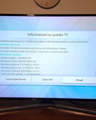Smart TV Samsung 49" 4K Ultra HD Mod. UE49MU6120