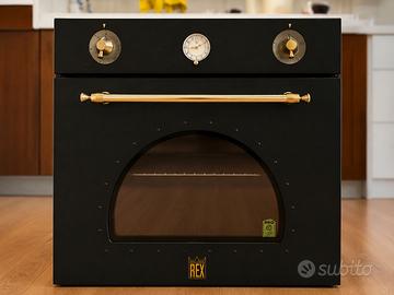 Forno da incasso Rex vintage nero e ottone