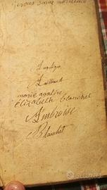 libro antico piccolo con dedica finale fatta con i