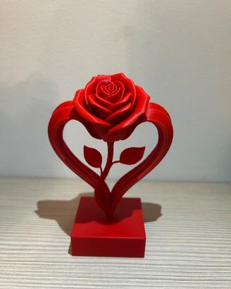 Scultura Rosa Rossa Cuore Stampa 3D