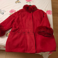 Cappotto montone rosso 44 con pelliccia vera