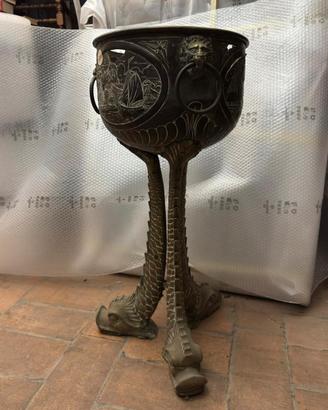 Braciere Porta-vaso Antico in Ottone