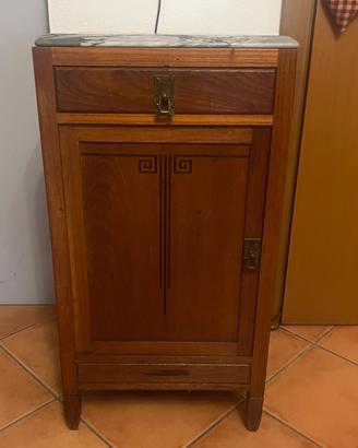 Mobiletto Comodino Art Dèco anni 20/30 con marmo
