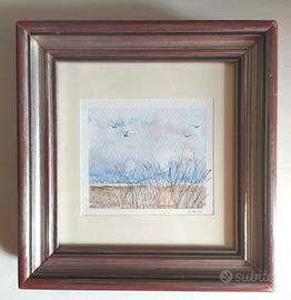 Acquerello originale in cornice vintage 