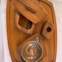 Set vintage per fumatori in legno.