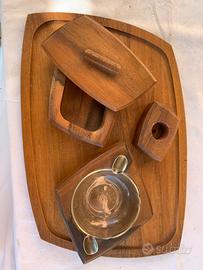 Set vintage per fumatori in legno.