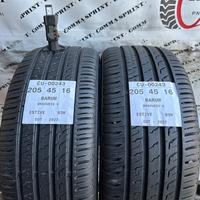 2 PNEUMATICI 205/45 R16 BARUM ESTIVE 90%