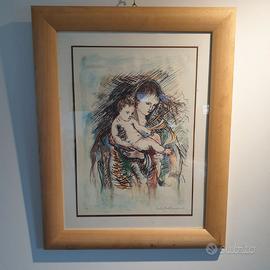 Carlo Balliana – Madonna con Bambino, litografia