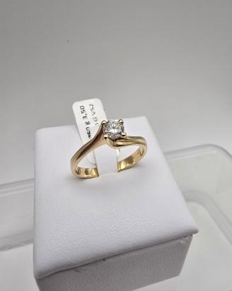 Solitario in Oro Giallo 18 Kt con Diamante 0.30 Ct
