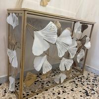 Consolle oro in metallo con specchio