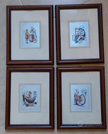 Set 4 Quadri Antichi Mestieri Cornice Legno

