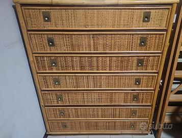 Cassettiera in vimini e bambù 